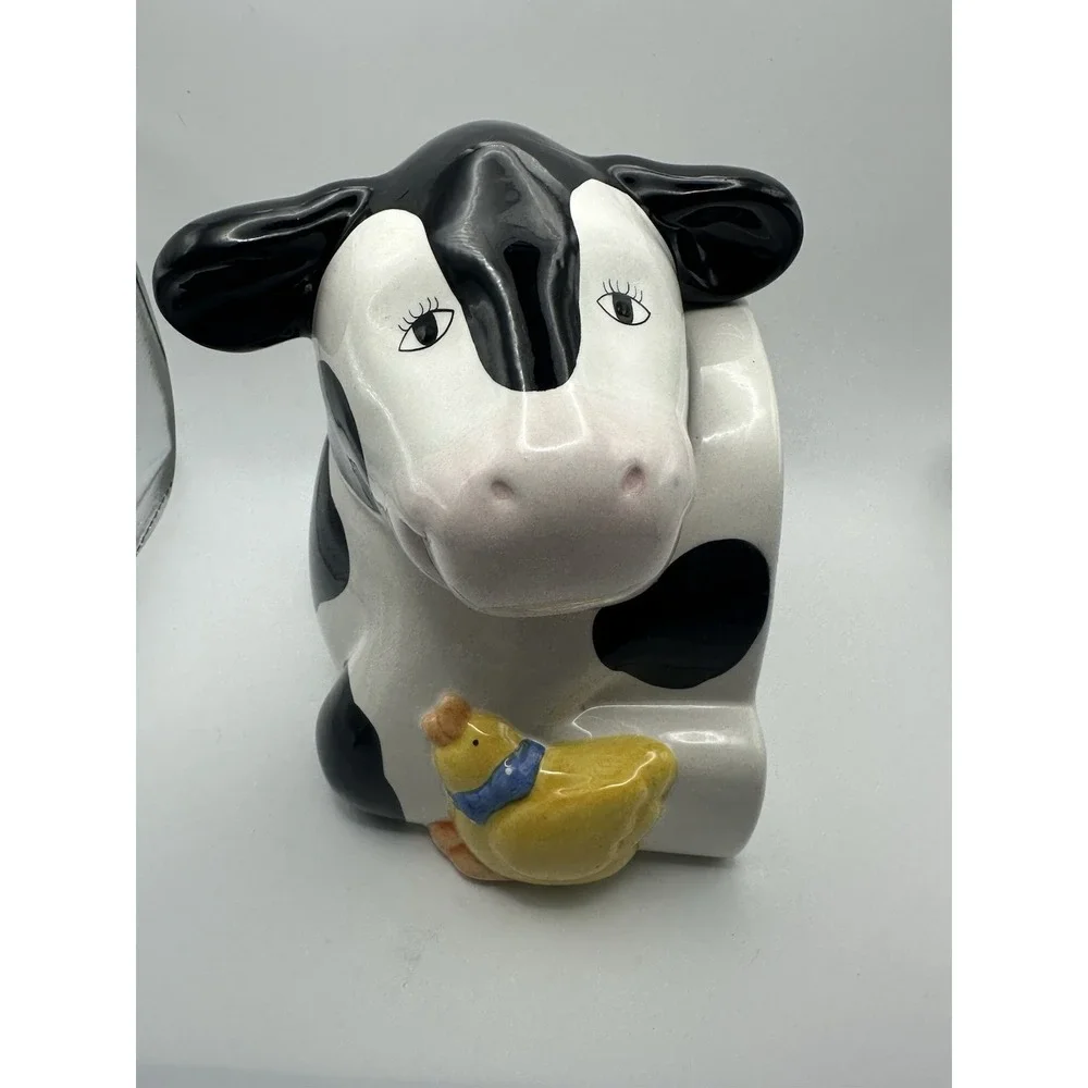 Vtg Coco Dowley Cow and Chicken Holstein Cookie Jar (Head and Middle Pieces)